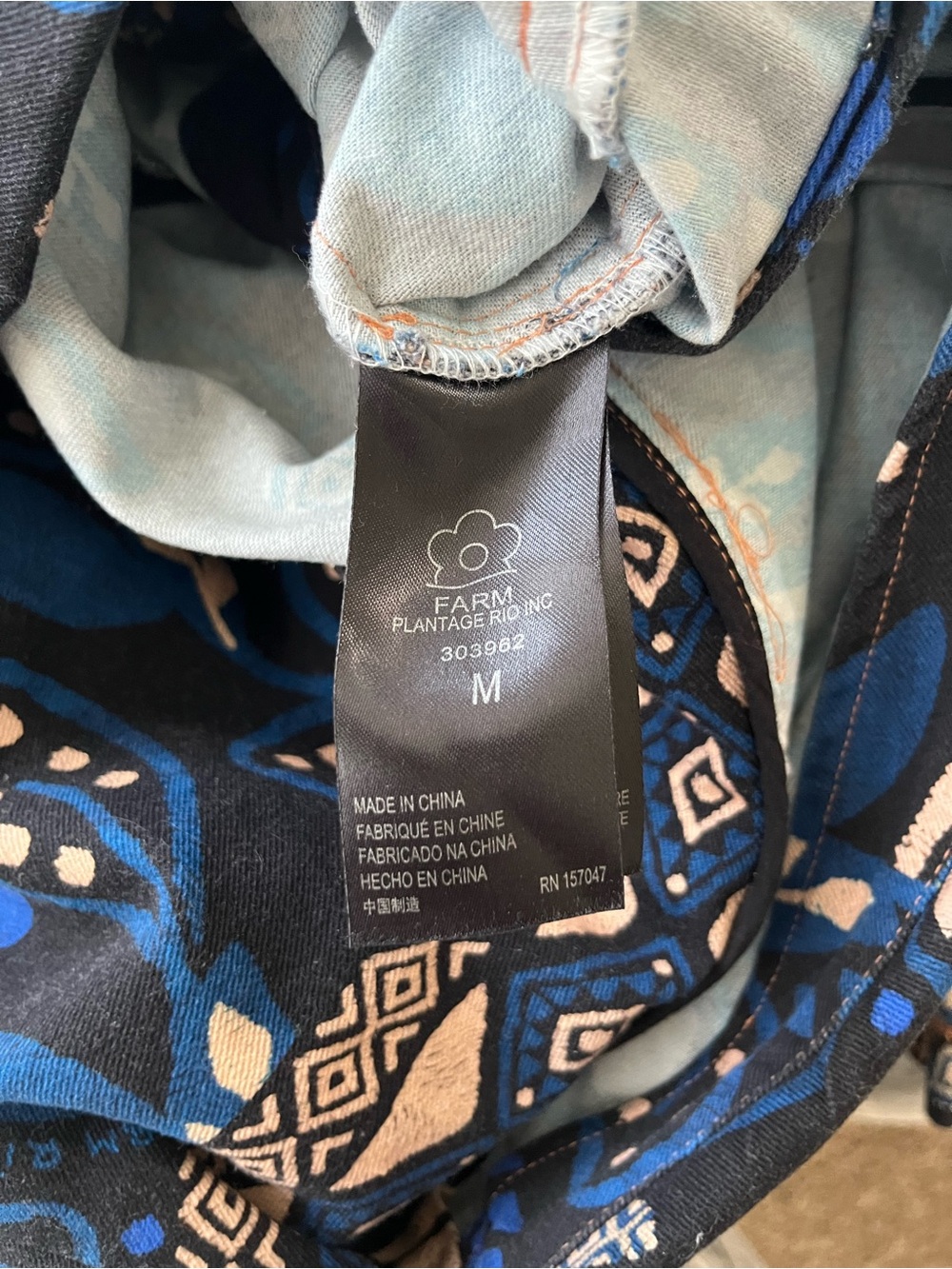 FARM Rio Macaw Forest Tropical Cotton Jumpsuit Black Blue Medium Anthropologie - Picture 15 of 16